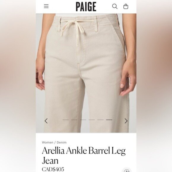 NWT Size 32 - Paige Arellia Ankle Barrel Leg Jean Cotton, Vintage Pumice Stone - Picture 3 of 16